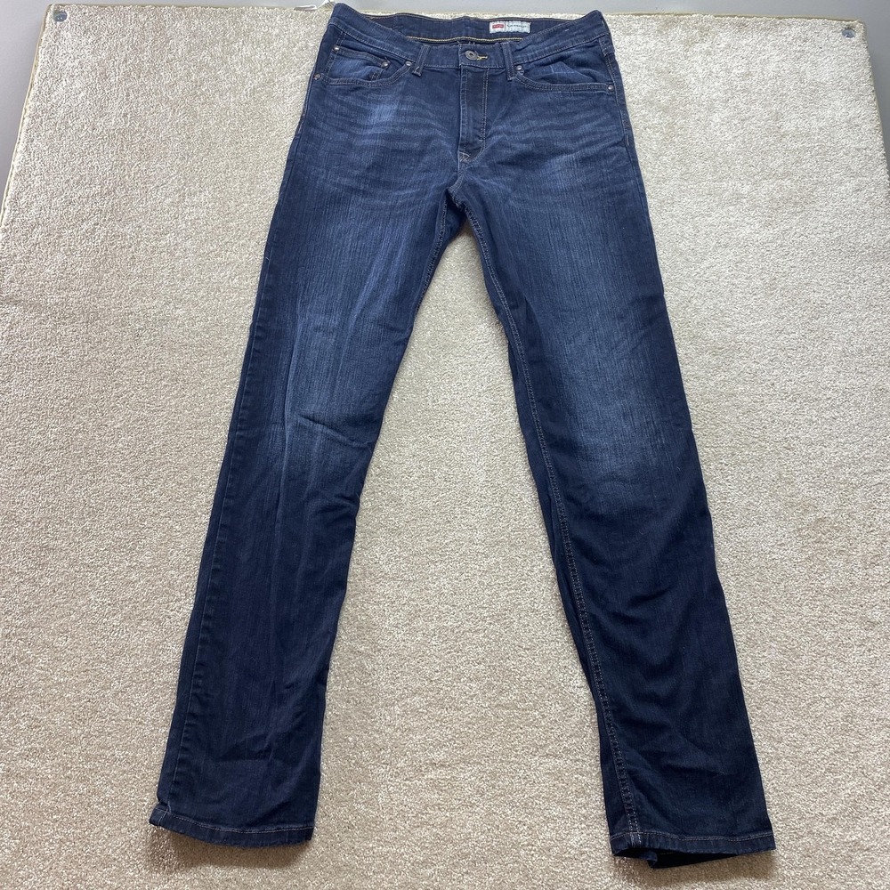 Wrangler Jeans Mens 34x33 Blue Slim Straight Fit Dark Wash Denim Classic Style